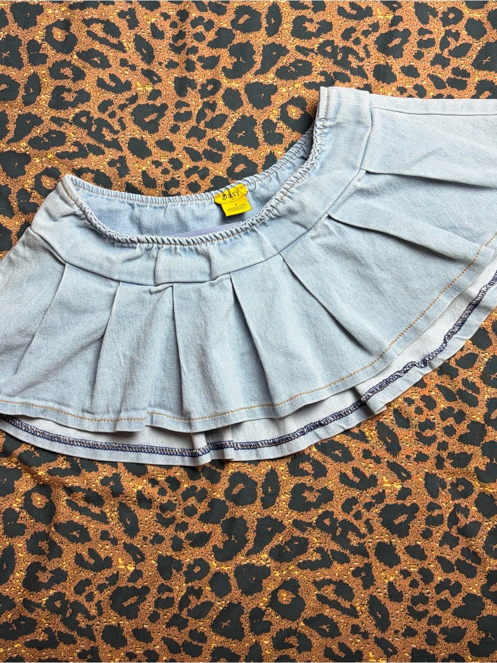 Pleated Denim Mini Skirt - Daisy